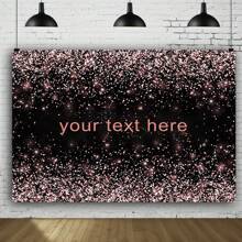 1 peça de fundo com nome personalizado, rosa e preto, bolinhas rosa, fundo fotográfico personalizado para festa de aniversário, casamento, chá de panela, despedida de solteira, decoração, suprimentos, mesa de sobremesa, banner/vinil