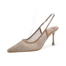 女士尖头水钻高跟凉鞋时尚高跟鞋