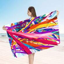 1 pieza Toalla de playa extra grande, extra grande, súper absorbente, manta de playa de fibra suave, artículo esencial de verano, a prueba de viento, a prueba de sol, playa, fiesta, viaje seco, camping, accesorio de playa, regalo de vacaciones