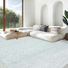 Large Washable 6x9 Area Rug: Boho Moroccan Geometric Neutral, Non-Slip Foldable Indoor Floor Carpet For Living Room, Bedroom, Dining Table - Beige, 6X9 - Modern Grey - View 7