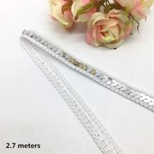 1 件单排纯色亮片丝带蕾丝编织带适用于服装配饰、手工制作 DIY 家居装饰 - 彩色 - 查看 20