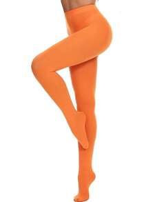 1 par de medias opacas de mujer de estilo de moda de terciopelo, calzas multicolores