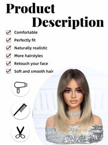 高品质休闲时尚女士化纤假发渐变 18 英寸长直发带刘海分层合成耐热纤维材料适合度假旅行家庭聚会角色扮演日常穿着 - 漸層 - 查看 7