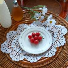 Rendas Trançadas Individuais, Jogos Americanos de Crochê Feitos à Mão, Toalha de Mesa de Renda Vazada, Toalha de Mesa Oval, Porta-copos de Renda Floral Vintage para Decoração da Sala de Estar, Mesa de Centro, Decoração Doméstica a Prova de Poeira, Melhores Presentes
