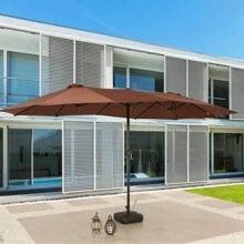 9 X 15 Ft. Steel Market Patio Umbrella - 棕色 - 查看 3
