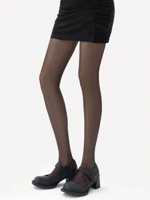 1 条女士超薄无缝紧身裤，适合日常穿着 - 黑色 - 查看 12