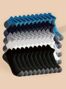 25 Pairs Men's Simple Tie Pattern Athletic Casual Ankle Socks, Versatile For Everyday Wear