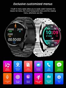 Unisex Sports Round Smart Watch With Call, Pedometer, Alarm Clock, Multi-Sports Modes, Music Remote Control, Stopwatch, Weather - Smart Bracelet - Silver - View 4