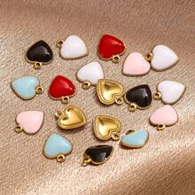 20pcs Stainless Steel Gold Plated Heart Drop Oil Small Pendant, DIY Earrings Necklace, Clothing, Bracelet Jewelry Accessories