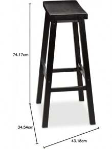 24" Counter Stool, Solid Wood Saddle-Seat, Height Kitchen Island BarStool, Set Of 2, Black - Black - View 6