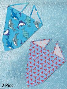 Fabric Pet Bandana With Shark Pattern Pet Kerchiefs,Adjustable Ocean Turtle Theme Pattern Printing Dog Triangle Bibs Scarfs,Suitable For Small To Medium Dogs And Cats - Soft Polyester, Machine Washable - Multicolor - View 16