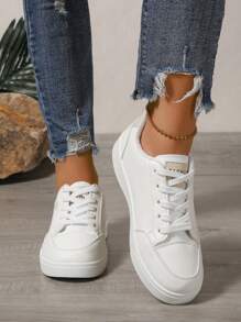 White Sneakers For Women, 2025 New Spring Autumn Lace-Up Thick Sole Niche Brand Casual Sports Shoes, Bestselling