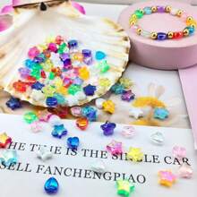 Aproximadamente 660 piezas de cuentas acrílicas en forma de corazón y estrella para hacer joyas, surtido de cuentas de colores AB de acrílico transparente, cuentas encantadoras de colores, cuentas sueltas, espaciador para hacer collares, pulseras y manualidades de joyería