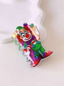 1pc Women's New Carnival Hair Claw Clip, Creative Cute Clown Style Acrylic Hair Clip, Fashion Hair Accessory