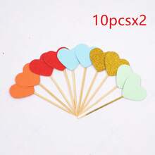 10pcs/20pcs Multicolored And Red Heart Cupcake Top, Sparkling With Love, Valentine's Day Cupcake, Valentine's Day Theme, Wedding Engagement, Bride Shower, Birthday Party, Cake Decoration Supplies