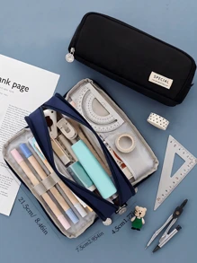 1pc 3-Layer Large Capacity Multi-Functional Double Zipper Pencil Case, Suitable For School Stationery, Desk Storage Bag, Educational Gift Creative Cosmetic Pouch, Gift For Kids And Students - Multicolor - View 14