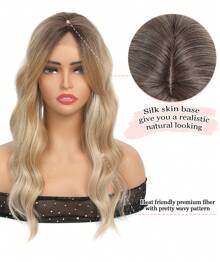 20" Wavy Hair Topper To Add Hair Volume 6.5"X6.5" Base Size Hair Toppers For Women Synthetic Hair Pieces For Women With Thinning Hair Wavy Clip In Hair Extensions - Blonde Highlight - View 5