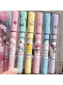 Sanrio Sanrio Hello Kitty Highlighter Pen Set Kawaii Kuromi Melody Cinnamoroll Art Fluorescent Markers Pens School Stationery