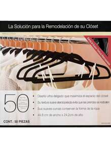 50 Ganchos Para Ropa Color Negro Con Terciopelo