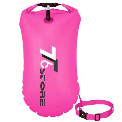 Swim Buoy For Open Water 1 Pack, 15L Swim Safety Float Waterproof Dry Bag For Swimmers Triathletes Kayakers Snorkelers, Swimming Pull Buoy For Safer Swim Training With 3 Color (Pink, Orange, Yellow)