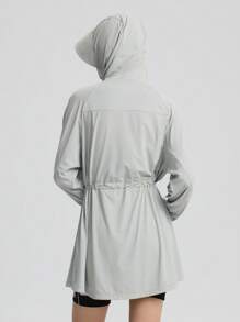 TECTOP Women's Outdoor Sun Protection Clothing UPF200+ Spring And Summer Mid-Length Waist Design Hooded Breathable Cool