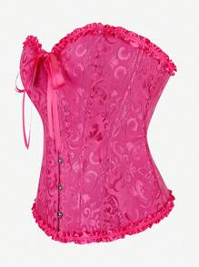 Corset tipo corsé de busto alto, corpiño sin tirantes tipo ajuste dulce, cinturón para adelgazar la cintura, con cordón y volados en la espalda para fiesta y Halloween