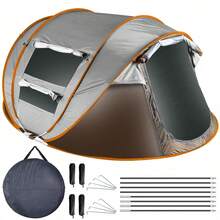 5-8 People Camping Hiking Tent Waterproof Automatic Instant Pop Up Tent & 4 Pole