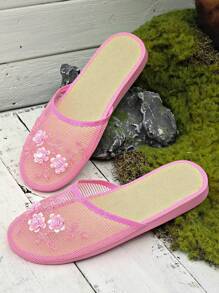 Nuevas zapatillas de casa hechas a mano con cuentas de moda, aptas para uso interior y exterior - Rosa - Ver 6