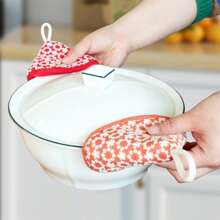 1pc/2pcs Set Of Cute Triangular Floral Embroidered Pot Holders, Heat Resistant For Cooking Pots, Pans, Skillets, Thickened Insulation With Hanging Loop