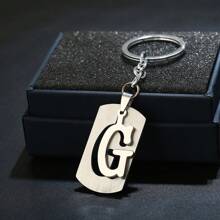 1 pièce Porte-clés Initiale A-Z 26, étiquette de clé en acier inoxydable, anneau porte-clés, pendentif de sac, cadeau de style unisexe Punk & Hip-Hop pour la Saint-Valentin