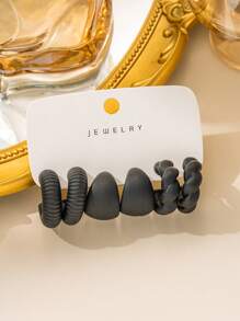 6-12pcs Minimalist Creative CCB Round Circle C-Shaped Hoop Earrings, Suitable For Everyday Wear