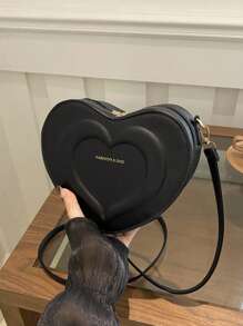 1pc Cute & Fresh Heart-Shaped Crossbody Bag, Made Of PU Material, Zipper Closure, Adjustable Strap, Large Capacity, Suitable For Teenagers, Whether For Student Daily Use, Outdoor Travel, Or Everyday Carry, Fashionable And Stylish, Also A Great Gift For Friends - Love Crossbody Bag - View 7