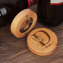 Abridor de botellas magnético personalizado, abridor de botellas de cerveza de madera creativo, se puede usar como imán para refrigerador, práctico abridor de bebidas y botellas de cerveza, imán decorativo magnético abridor de botellas, adecuado para regalos de boda, regalos para padrinos de boda y damas de honor, recuerdos de boda