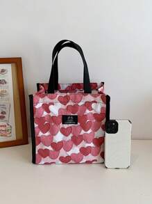 聚酯材料便携式保温午餐手提袋，矩形，带铝箔层，适合学生、办公室职员和户外野餐，保持食物温暖、新鲜、防水、防油，容量大，学校储物袋，教师储物袋，教室包，教室储物袋返校用品袋学校用品学校用品