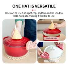 1pc/2pcs Set Of Cute Triangular Floral Embroidered Pot Holders, Heat Resistant For Cooking Pots, Pans, Skillets, Thickened Insulation With Hanging Loop