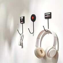 3pcs Retro Industrial Style Office Hooks - No Drilling Required, Easy To Install, Multi-Purpose For Headphones, Clothes, Backpacks, Etc. - Strong Adhesive, Rust-Proof PVC Home Bathroom Decor Bathroom Organizer Summer