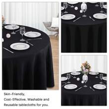 6 Pack Black Round Tablecloth Polyester Table Cloth(60",90",120"), Stain Wrinkle Resistant Polyester Dining Table Cover For Kitchen Dinning Party Wedding Rectangular Tabletop Buffet Decoration - 黑色 - 查看 9