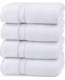 4 Packs Premium Bath Towels Set, 27 By 54 Inches, 100% Ring Spun Cotton 600GSM, Lightweight And Highly Absorbent Quick Drying Towels, Perfect For Daily Use, GreySummer,Holiday Home Bathroom Decor