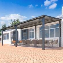 AECOJOY Gazebo Outdoor Pergola For Patio, Hard Top Lean To Gazebo Shelter Pergolas And Gazebos With Patio Roof, Large Wall-Mounted Heavy Duty Awnings For Patio, Decks, Backyard - Dark Gray 20' X 10' - View 1