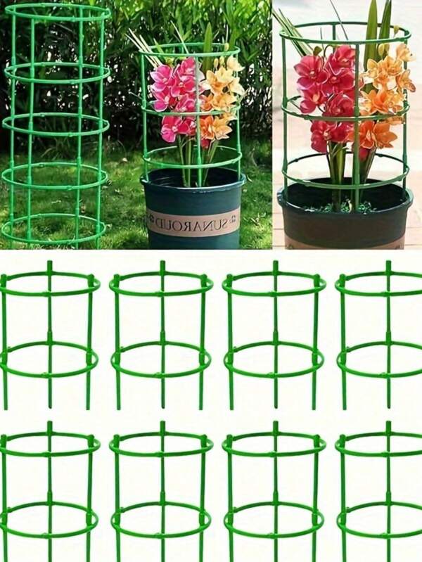 30 Stück/60 Stück Pflanzenhalter Stäbe, Pflanzenhalter Ring mit Verdrehband, Blumenhalter Klammern verbindbare Blumenhalter Ringe Stützstangen Halterung für Zimmerpflanzen, Blumen, Balkon, Rankgerüst für Überkopf-Bepflanzung