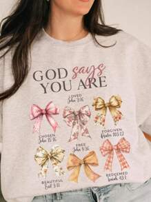 漂亮的蝴蝶结上帝说你是被爱选择的免费基督教圣经经文名言 DIY 熨烫热转印贴纸贴花补丁，适用于 T 恤、运动衫、织物、包和服装装饰、节日派对装饰，10 英寸 - 彩色 - 查看 5