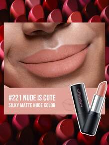 Misslyn Mattastic Matte Lipstick, Highly Pigmented Matte Lipstick, Long-Lasting Velvety Smooth Sensual Deep Red Lipstick, Creamy Powder Texture, Ideal For Y2K Makeup, Party, Beach, Travel, Camping, Outdoor, Gift, Rose, Fashion, New Year, Makeup, Cosplay, Best Travel, Holiday, Colorful, Campus, School, Charm, Chinese New Year, Valentine's Day, Vegan, Cruelty-Free, Halloween, Pumpkin, Trick Or Treat, October 31st, Ghost - #221 NUDE IS CUTE - View 3