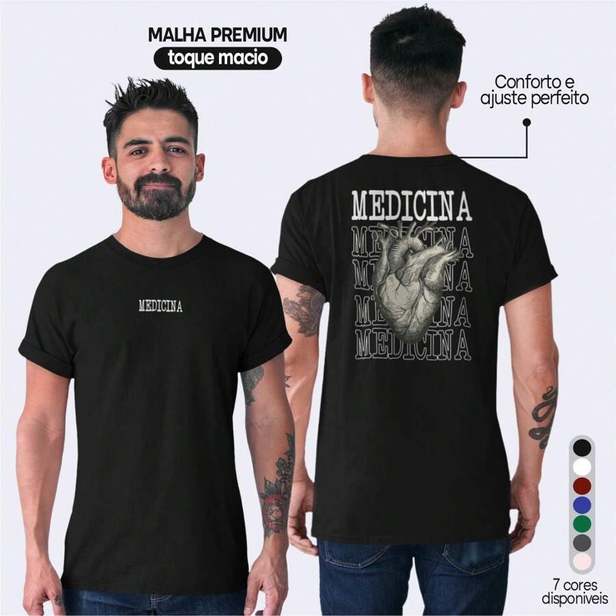 Camiseta Medicina Camisa Curso de Medicina 100% Algodão Premium Varias Cores Pronta Entrega