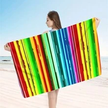 1 pieza Toalla de playa extra grande, extra grande, súper absorbente, manta de playa de fibra suave, artículo esencial de verano, a prueba de viento, a prueba de sol, playa, fiesta, viaje seco, camping, accesorio de playa, regalo de vacaciones