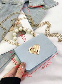 1pc Mini Princess Style Heart Pearl Handbag, Suitable For Party, Gathering, Events - Multicolor - View 12