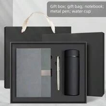 Customized A5 Vertical Striped Stitching Notebook, Premium Soft Leather, School/Business Meeting Gift Set, Corporate Culture Promotion & Grand Opening Commemorative Gift