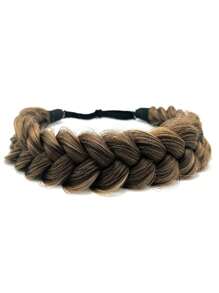 Woven Synthetic Hair Extensions, Natural Hair Extensions, Suitable For Braiding, Wide Fishbone Thigh Braided Elastic Loose Hair Band For Girls