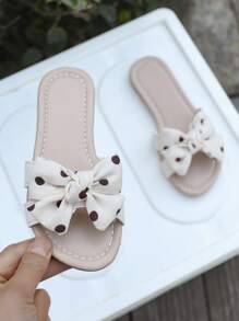 2025 Summer New Girls' Slippers Comfortable Bow Flat Slip-On Beach Shoes Slouchy Soft Soled Slippers