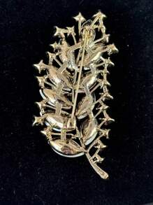 1 pièce de luxe vintage premium Broche feuille, épingle de mode à cristaux multicolores, polyvalente pour costumes, manteaux, accessoires de robes - Multicolore - Voir 4