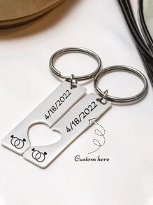 1 Pair Custom Valentines Day Custom Personalized Anniversary Gifts For Her Girlfriend Him Boyfriend, Engraved Coordinates Keychain Wifey Hubby Couple